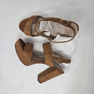 ALEX + ALEX Brown Suede Chunky Platform Slingback Block Heels Women's Size 6.5